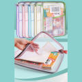 Nylon Mesh Student Tote Bag A4 Size L-Shaped File Pocket Portable Mesh Book Bag for Travel Documents Filing. 