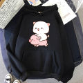Peach and Goma Are Riding A Pig Hoodie Women Harajuku Cute Kawaii Cat Hoodies Unisex Autumn Winter Graphic Pullovers Sweatshirts. 