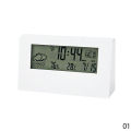 Japanese Simple Style Digital Alarm Clock Modern White Electronic Clock Temperature Humidity Clock Students Desktop Room Bedside Clock. 