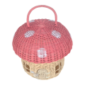 Handmade Rattan Mushroom-Shaped Storage Basket- Cute Handmade Handcrafted Gift Decoration Artwork Rattan, Pink Easy to Use 24 X 28cm. 