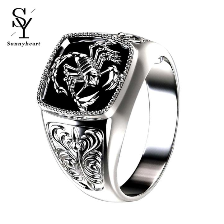 Sunny Men Scorpion Engraved Alloy Wide Finger Ring Birthday Club Party Jewelry Gift