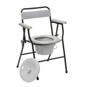 Commode Chair Without Wheel Gray Basic - Folding Bedside Commode