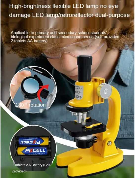 MICROSCOPE 0346|LED Lab Microscope Kit For Children Biology Microscope For Schoolboy Home School Science Educational Toy| |Infinity needs|
