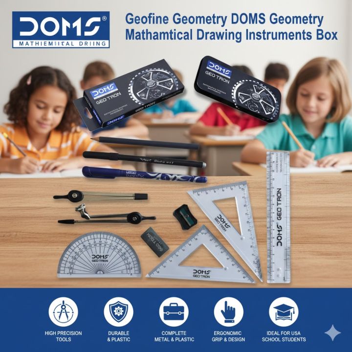 Geometry Instruments Names Pdf DOMS Geofine Mathematical Drawing Instruments Geometry Box dgmt | Daraz.lk