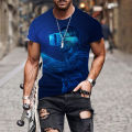 2023 New AI Technology Illustration Men's Creative Men's T-shirt Short Sleeve 3D Top Oversized Breathable Punk T-shirt. 