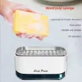 Kitchen Dish Soap Dispenser With Sponge Holder, 2-in-1 Countertop Soap Pump Dispenser, Sponge Caddy, Easy Refill Non-Slip Base For Kitchen Sink Dishwashing. 