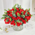 Faux Eucalyptus Artificial Flower Bouquet Lifelike Home Decor 10-Head Silk Rose Arrangement Silk Texture Peony Bouquet  Peony Decor for Wedding Decor Home Decoration Party Enrichment Vase Filling Gift. 