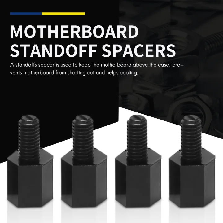 100x%20Motherboard%20Hex%20Standoff%20Threaded%20Spacer%20M3%20Thread%206+6mm%20Black%20-%20Image%203