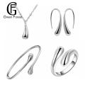 Unique Elegance Jewelry Set 4pcs Women's Teardrop Jewelry Set Necklace Earrings Bracelet Ring Water Drop Jewelry Set. 