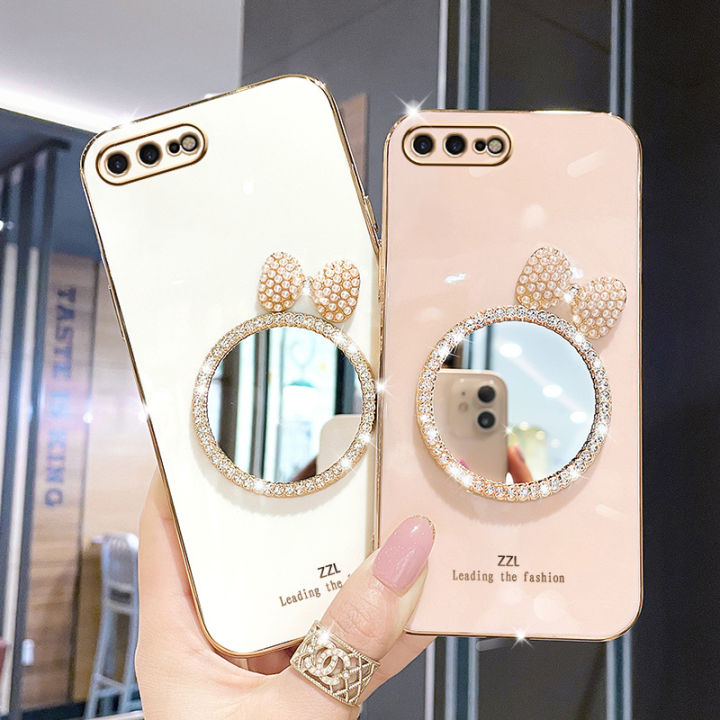 Maitus%20for%20iPhone%208%20Plus/iPhone%207%20Plus%20Back%20Cover%20Luxury%206D%20Plating%20Square%20Bumper%20Shiny%20Bowknot%20Makeup%20Mirror%20Soft%20Silicone%20Girls%20Cases%20Full%20Protection%20Mobile%20Phone%20Case%20-%20Image%202