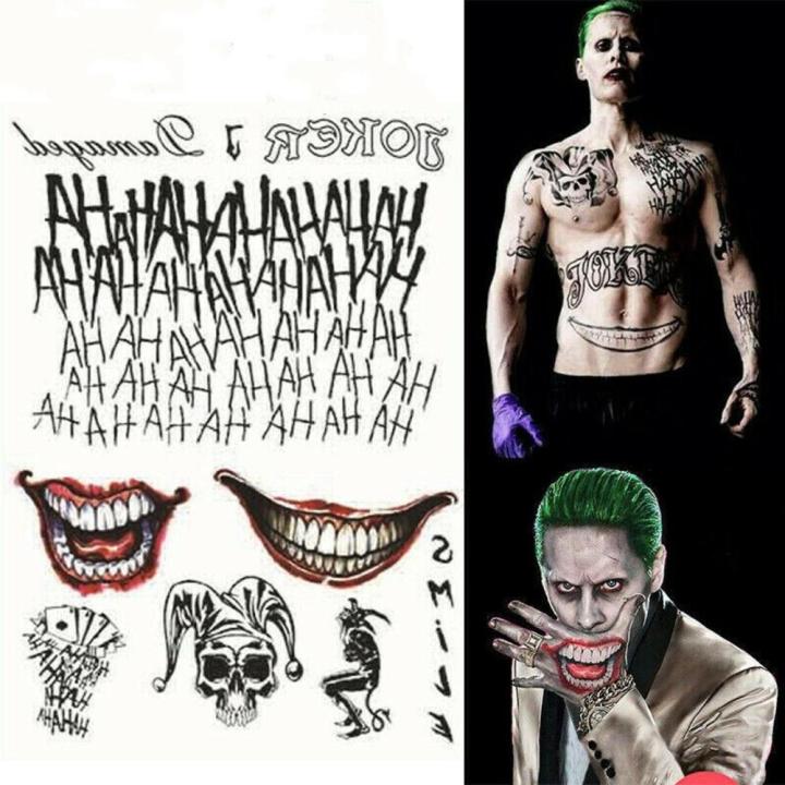 Waterproof Temporary tattoos Unique Colorful Long lasting Suicide Squad costume Fancy dress Batman for Halloween parties