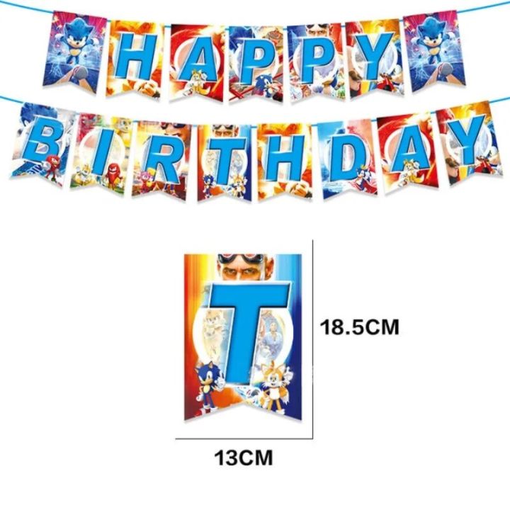 Cartoon%20Sonic%20The%20Hedgehog%20Kids%20Happy%20Party%20Balloons%205th%206th%20Birthday%20Decorations%20Cake%20Topper%20Candy%20Box%20Paper%20Plate%20Cup%20Napkin%20-%20Image%202