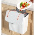 1 Piece Wall Mounted Kitchen Trash Can with Lid Hanging Trash Bin for Bathroom Cabinet 9L. 