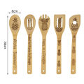 Personalized Wooden Cooking Spoons 5pcs Funny Sayings Wooden Cooking Spoons Set Long Handle Baking Spatula Kitchen Utensils for Home Buyers' Favorite Engraved Bamboo Cookware. 