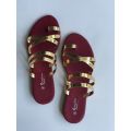 Freedom Feet Flat slipper  Maroon & Gold New Ladies  Sandals Women lieders  Gladiator Flat Shoes Women Shoes  Slides & Flip Flops House Slippers. 