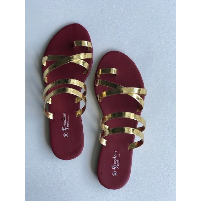 Freedom%20Feet%20Flat%20Slipper%20Maroon%20&%20Gold%20-%20New%20Ladies%20Sandals,%20Gladiator%20Flat%20Shoes,%20Women%E2%80%99s%20Slides%20&%20Flip%20Flops,%20House%20Slippers%20-%20Image%202
