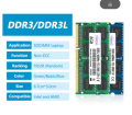 DDR3 DDR3L 4GB 8GB Laptop Memories Ram PC3L 1.35V 1066 1333 1600Mhz PC3 1.5V 8500 10600 12800 204Pin SODIMM Notebook Memory Ram. 
