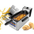 Migeet Stainless-Steel Electric Deep Fryer with Timer and Temperature Knobs, Fried Chicken Burger Fries Temperature Control Large Capacity Stainless Steel. 
