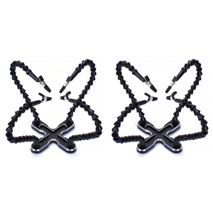 2X Soldering Station with 8Pc Flexible Arms Soldering Iron Holder Third Helping Hand Tool Pcb Welding Repair