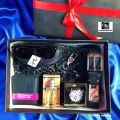 Men's Gift Set Quartz Watch + Wallet + Belt + SunGlasses + Perfume + Keytag With Exquisite Gift Box, Anniversary Festival Birthday Business Present Sets-Black. 