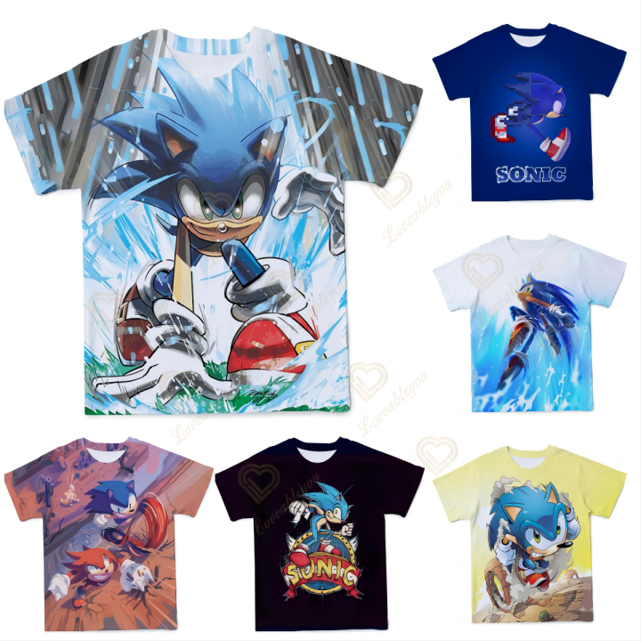 Sonic 2 T shirt unisex cartoon graphic t shirts men's sonic clothing T-shirt male vintage T shirt 2023 hot casual anime top tees