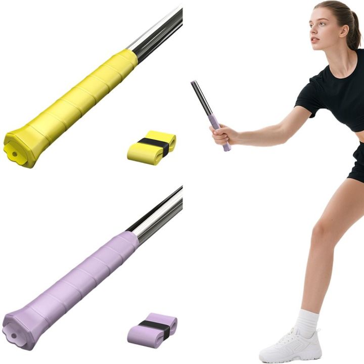 Lightweight and Portable Yellow Purple Badminton Racket Swing Trainer Power Correction Device 304 Stainless Steel Wrist Force Trainer Sound Feedback Badminton Racket Swing Practice Skill Improvement
