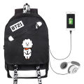 【BestGO】Imixlot BTS Peripheral School Bag BT21 Same Backpack Korean Version Male and Female Students USB Charging Canvas School Bag. 