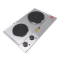 Electric Cooktop 20inch Knob Adjustment 1500W and 1000W Built in Electric Stove 2 Burner Fast Heating Independent Control for Stainless Steel Pots. 