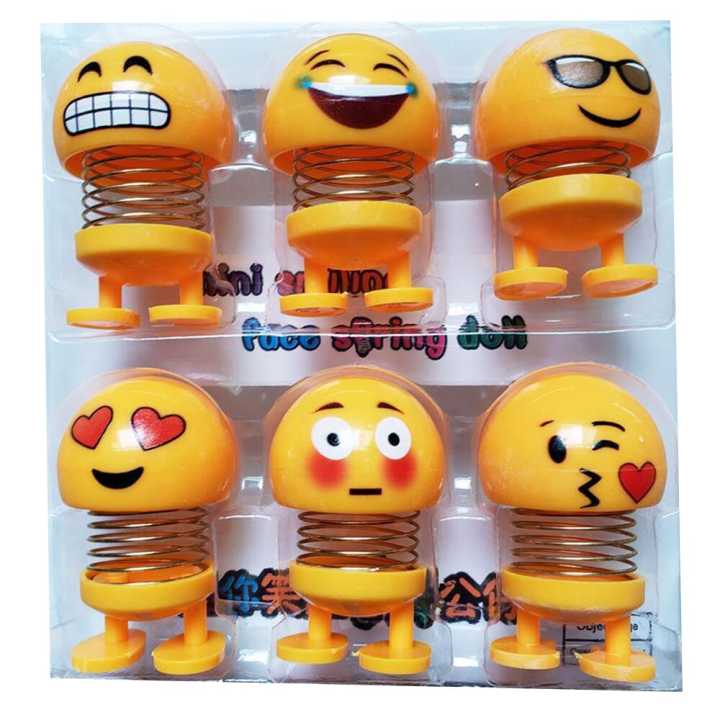 Cute Emoji Mini Shaking Funny Smile Face Springs Dancing Toys Pack of 6 ...