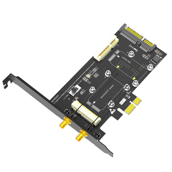 2In1 Combo Mini PCIE to PCI-E 1X Adapter and MSATA to SATA3