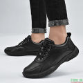Leather Black Sneakers Men Breathable Casual Shoes Fashion Men Shoes Social Shoe Male Outdoor. 