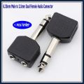 1 to 2 Audio Adapter Plug Jack Converter Mono 6.5mm Microphone Male Plug to Dual 3.5mm Female Jack Y Type Connector. 
