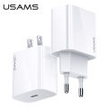 USAMS EU 20W PD charger fast travel wall charger portable mobile phones Quick charger USB-C Power Adapter Compatible for for iPhone 12/12 Mini/12 Pro/12 Pro Max/iphone 11/iphone 13/iphone 14, Galaxy, Pixel 4/3, iPad Pro, Airpods Pro, and More. 