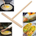 Practial T Shape Crepe Maker Pancake Batter Wooden Spreader Stick Home Kitchen Tool Kit DIY Use. 
