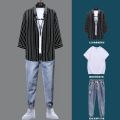 Men's Casual Sports Suit Men's Suit Matching Handsome Trendy Summer2023New Fashion Boys' Clothes. 