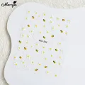 Monja 3D Nail Art Stickers Embossed Yellow Flowers Bee Nail Decals Relief Self-adhesive Nail Sliders Engrave DIY Nail Art Decoration. 