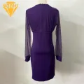 Flattering Figure Dress V Neck Mesh Patchwork Evening Dress for Party Prom Women Dress. 