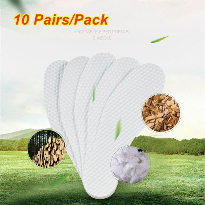 10 Pairs/Pack Sweat Breathable Men and Women Nature Wood Pulp Insoles ...