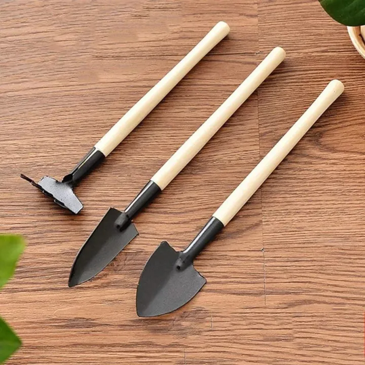 Trowel And Rake 3pcs Gardening Tool set With Rake, Shovel and Iron Trowel for Planting ...