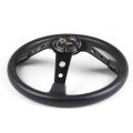 14inch 350mm Racing PU Leather Steering Wheel Aluminum Alloy Deep Corn Dish Sport Drifting Steering Wheels Universal（black）. 