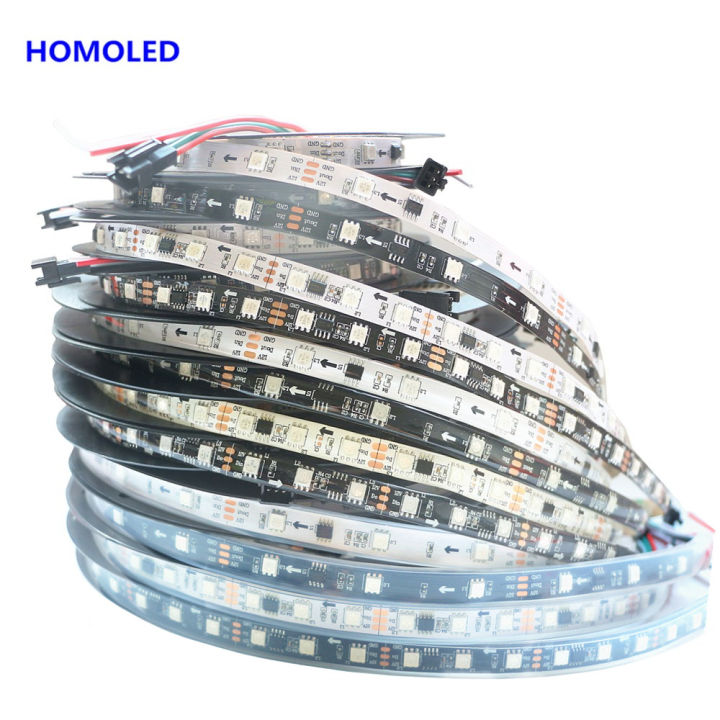 0.5-5M 30/60 LEDs/M 2811 Pixels Programmable Individual Addressable LED Strip WS2811 5050 RGB 12V Black LED Tape lamp
