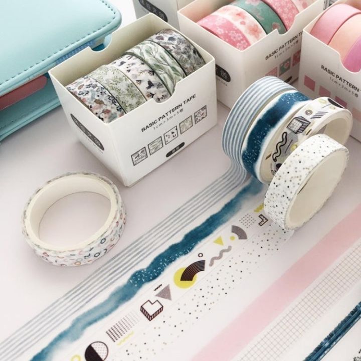 5%20Pcs/set%20Basic%20Color%20Paper%20Washi%20Tape%20Tape%20DIY%20Label%20Masking%20Supplies%20-%20Image%202