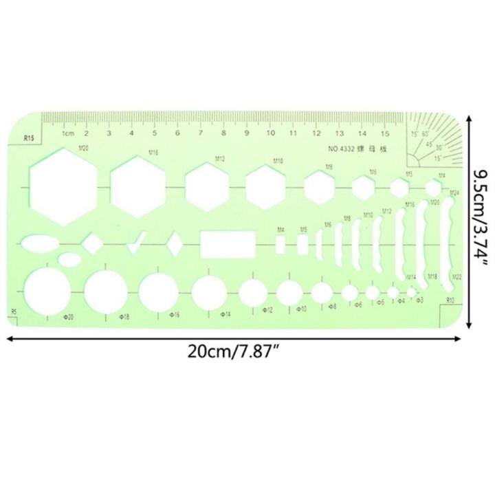 Over Shape Ruler ONFIN Stationery Plastic Multi Shaped Oval Green Circles Drawing Ruler ...