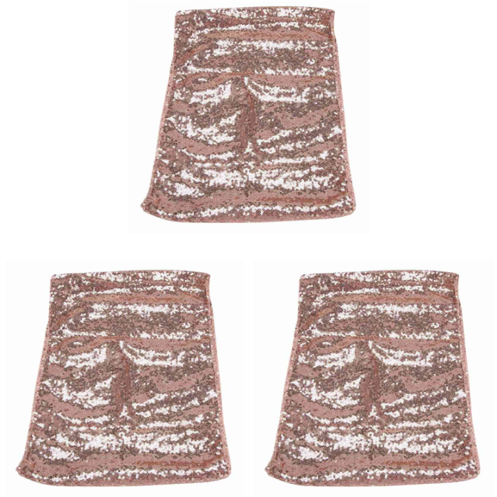 Rectangle Sequin Tablecloth Banquet Table Runner Wedding Reception Party Decor, 3 Rose Gold