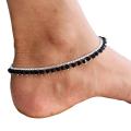 BOOM Silver Plated Traditional pair of Karina Type Anklet Padasaram Foot Jewelry Payals Kolusu With Hanging Type Black Stone for Women. 