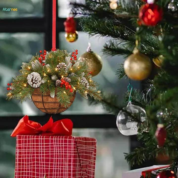 Flower%20Basket%20Wreath%20Decor%20Artificial%20Farmhouse%20Wreath%20Spring%20Flowers%20Basket%20for%20Christmas%20Tree%20-%20Image%202