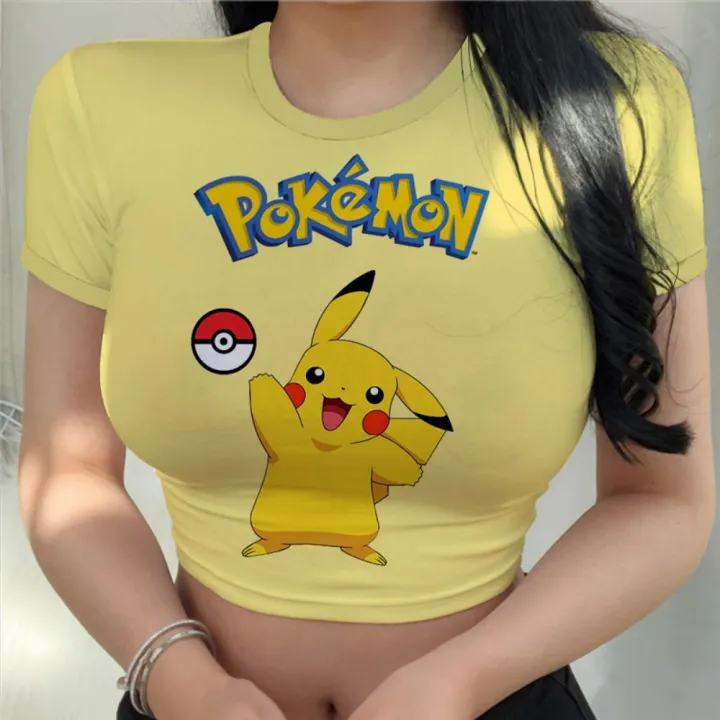Women's%20T%20shirts%20summer%202023%20Harajuku%20Y2K%20anime%20sexy%20Pok%C3%A9mon%20clothing%20kawaii%20clothes%20T%20shirt%20fashion%20Pikachu%20crop%20top%20new%20tops%20-%20Image%202