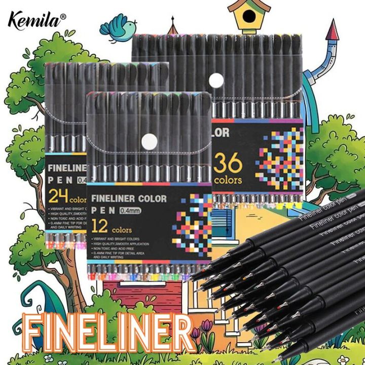 Fineliner Pen Set 12/24/36/48 60 Colors 0.4mm Micron Liner Marker Pen Color Drawing Sketch Art Fine Liner Pen Set