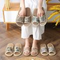 Linen Slippers Summer Men and Women Indoor Home Non-Slip Home Four Seasons Spring and Autumn Deodorant Mute Sandals. 