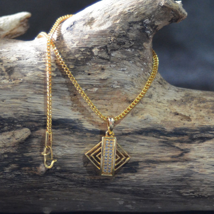 2.2mm fox singapore chain with box pendant | Daraz.lk